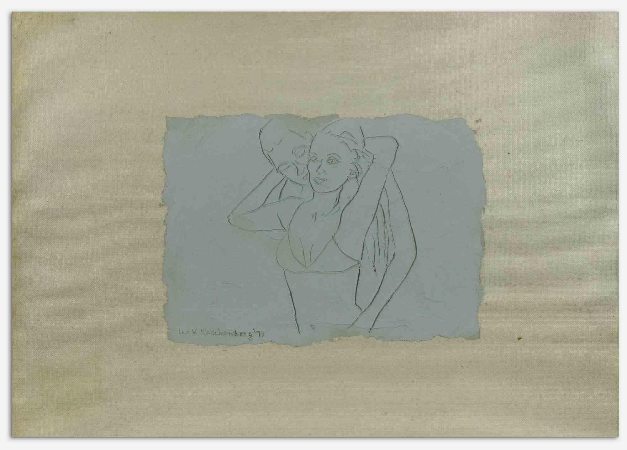 Die Liebhaber – Zeichnung von Leon V. Rosenberg – 1971 im Angebot 2