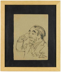 Portrait of Mino Maccari - Drawing by Alfredo Mezio - Mid-20th Century