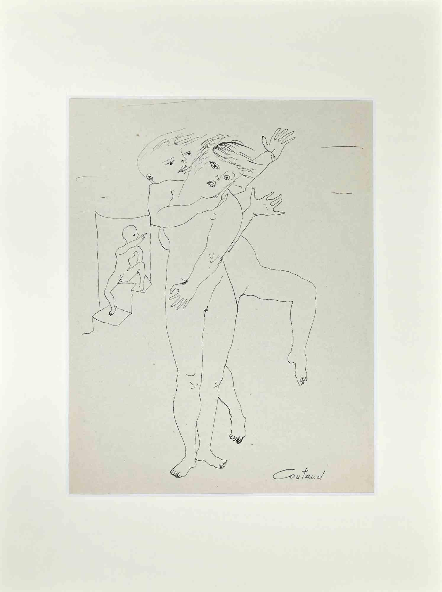 Nudes is an original China ink drawing on paper realized by Lucien Coutaud in the Mid-20th Century.

Hand-signed.

Good conditions.

The artwork is depicted through soft stokes in a well-balanced composition.