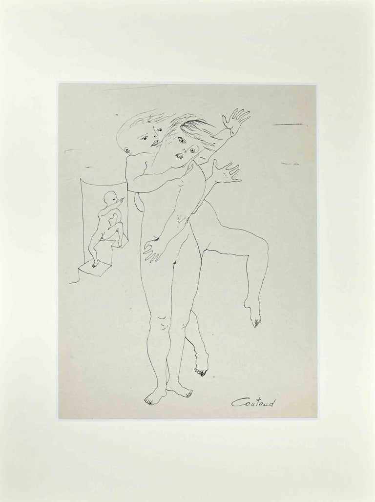 Nudes - Original Drawing by Lucien Coutaud - 1950s For Sale 1