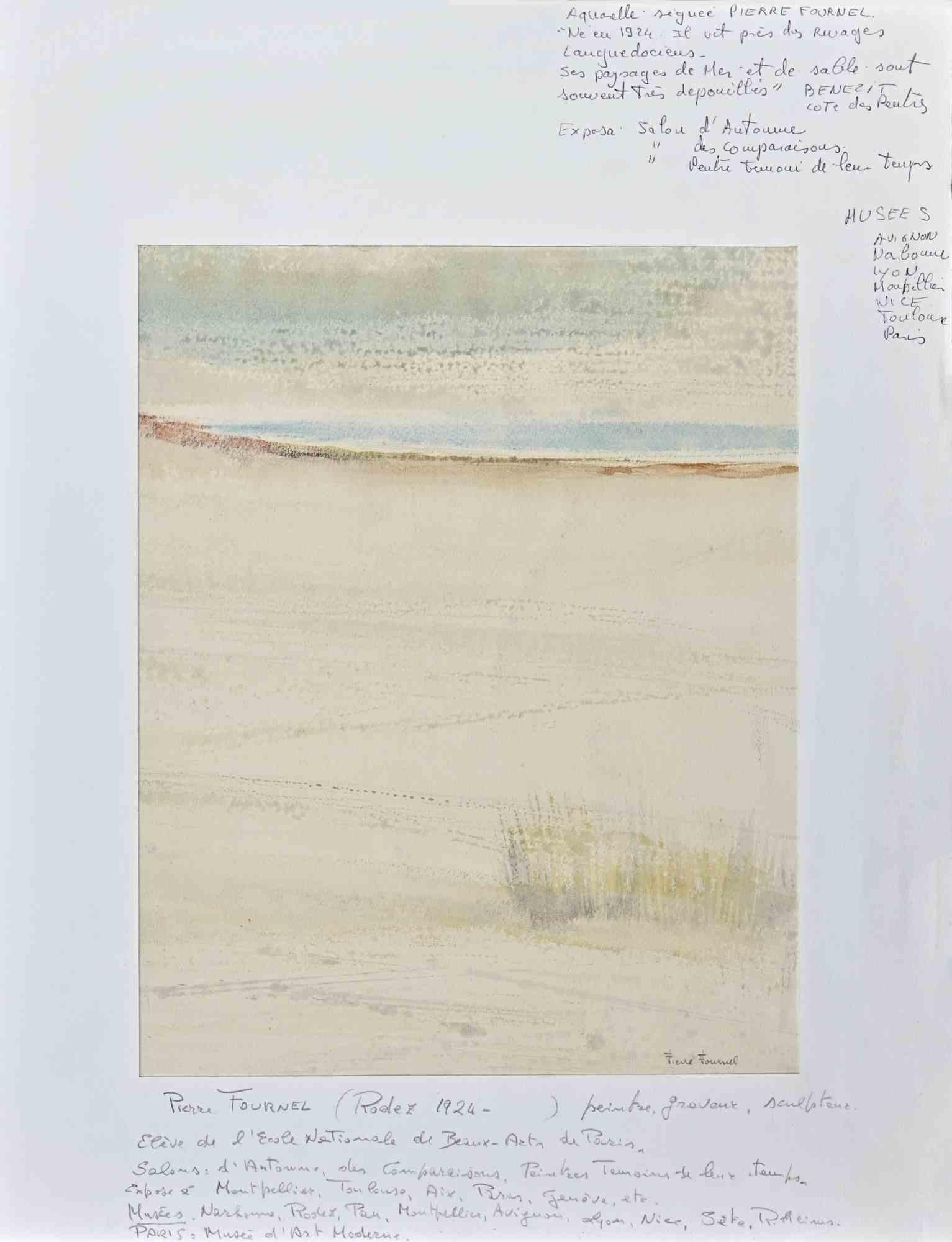 Seascape - Drawing by Pierre Fournel - Mid-20th Century For Sale 1
