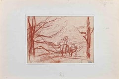 Landschaft - Originalzeichnung von Rne Thomsen - 1948