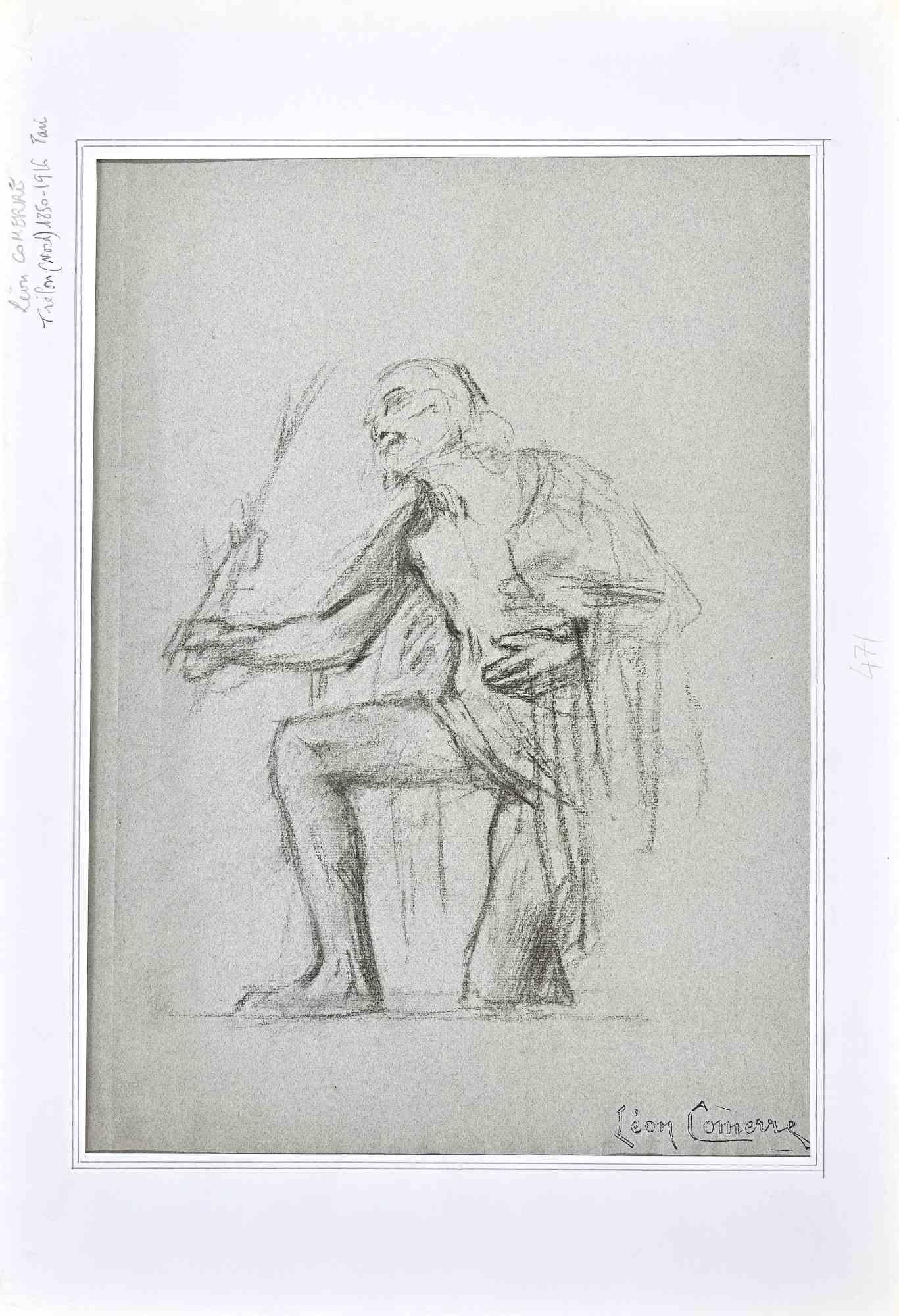 Figure of Man - Original Drawing by  Léon François Comerre - Late 19th Century - Art by Léon-François Comerre