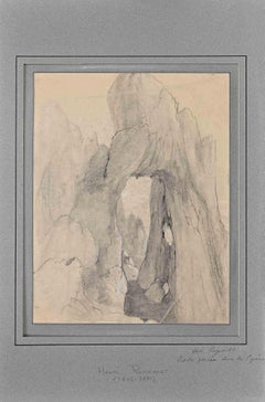 Mountains - Original Pencil Drawing by Henri Regnault - Mid 19th Century