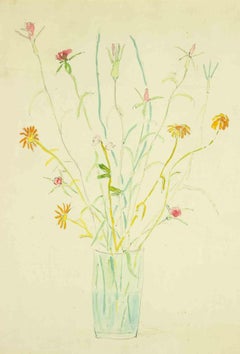 Flower Pot - Original Watercolor by Fiorenzo Tomea  - 1950s