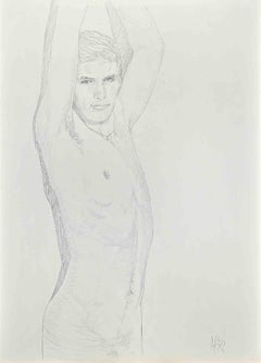 Vintage Nude of Boy - Original Pencil Drawing by Anthony Roaland - 1981