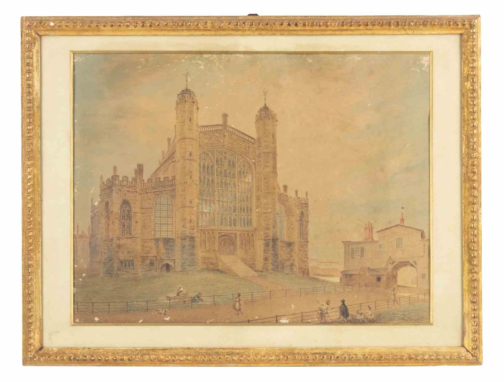 West Window - Georges Windsor Castle - Painting by Paul Fischer - 1847