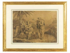 Antique Sacred Scene - Drawing and Watercolor by Bartolomeo Pinelli - 1812