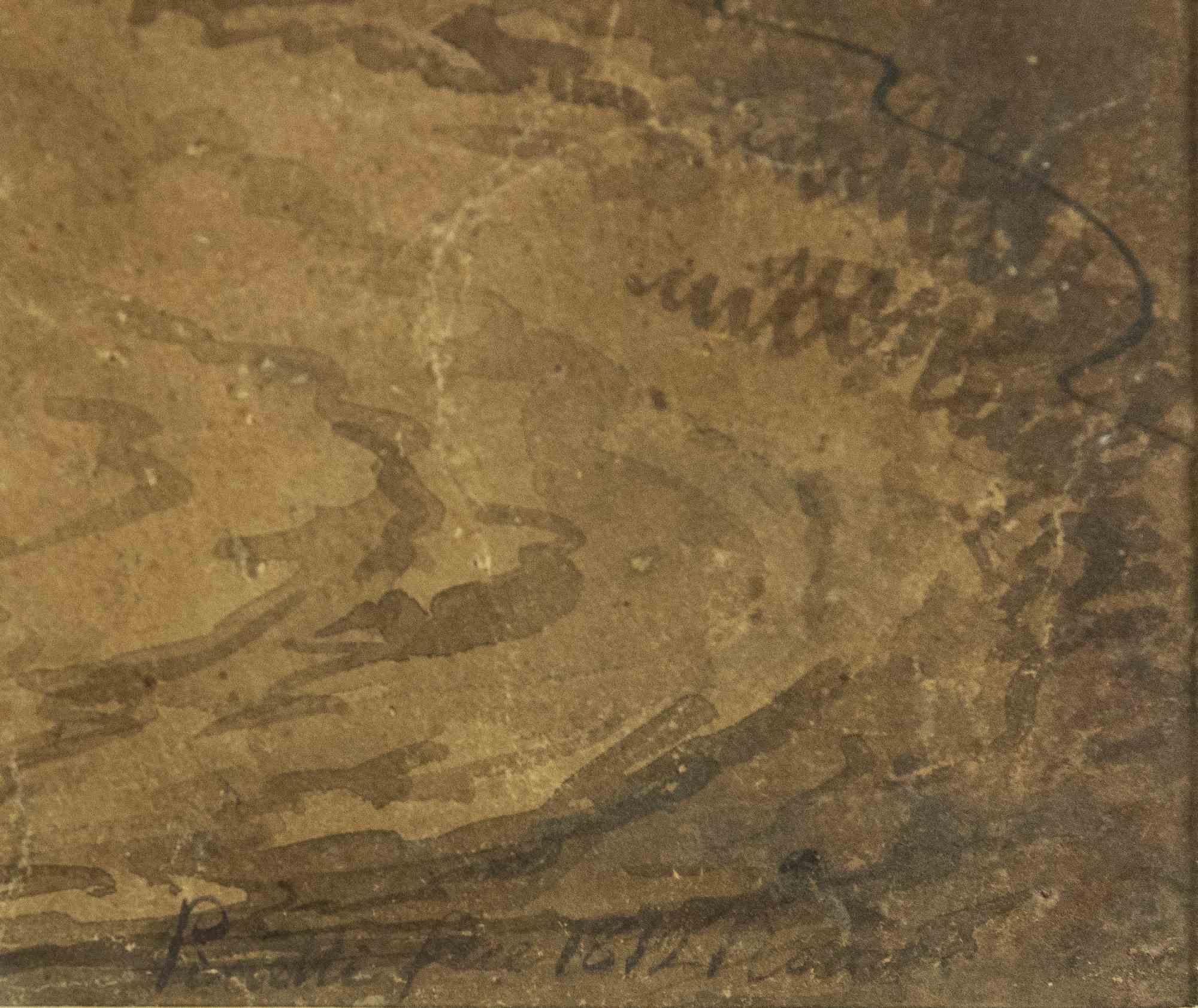 Scène sacrée - Dessin et aquarelle de Bartolomeo Pinelli - 1812 en vente 1