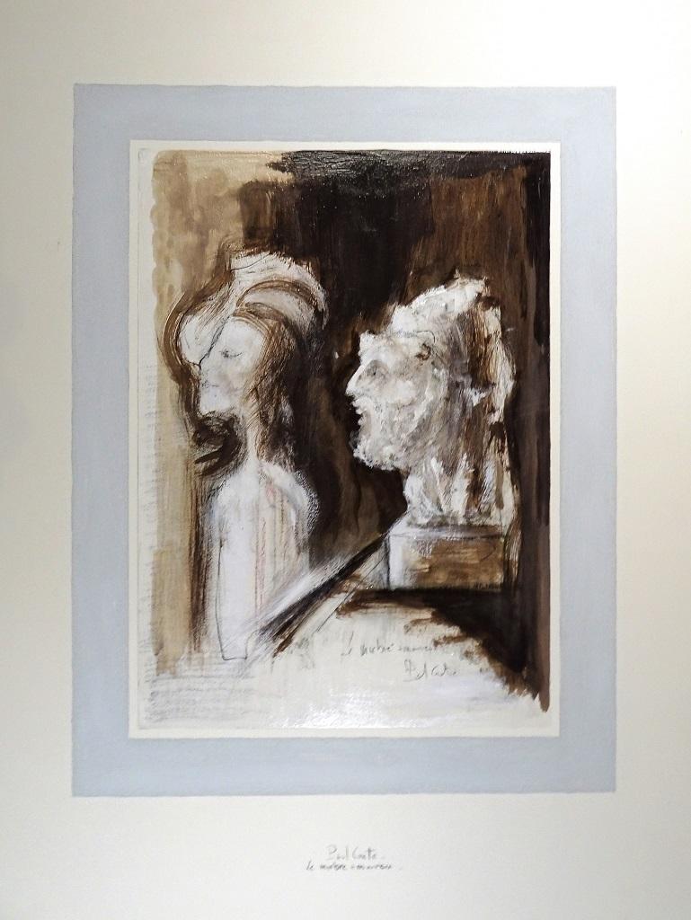 Le marbre amoureux is an original artwork realized by the French artist Paul Conte .

Mixed media on paper (china ink and tempera).

Hand-signed and titled in china ink on the lower right and on the lower center. Passepartout included (cm 65 x 50).