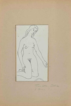 Nudo di donna - Disegno originale a inchiostro di China di Pino della Selva-Metà del XX secolo