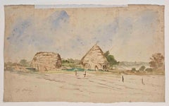 Landscape - Drawing By Edouard Dufeu - Late-19th Century