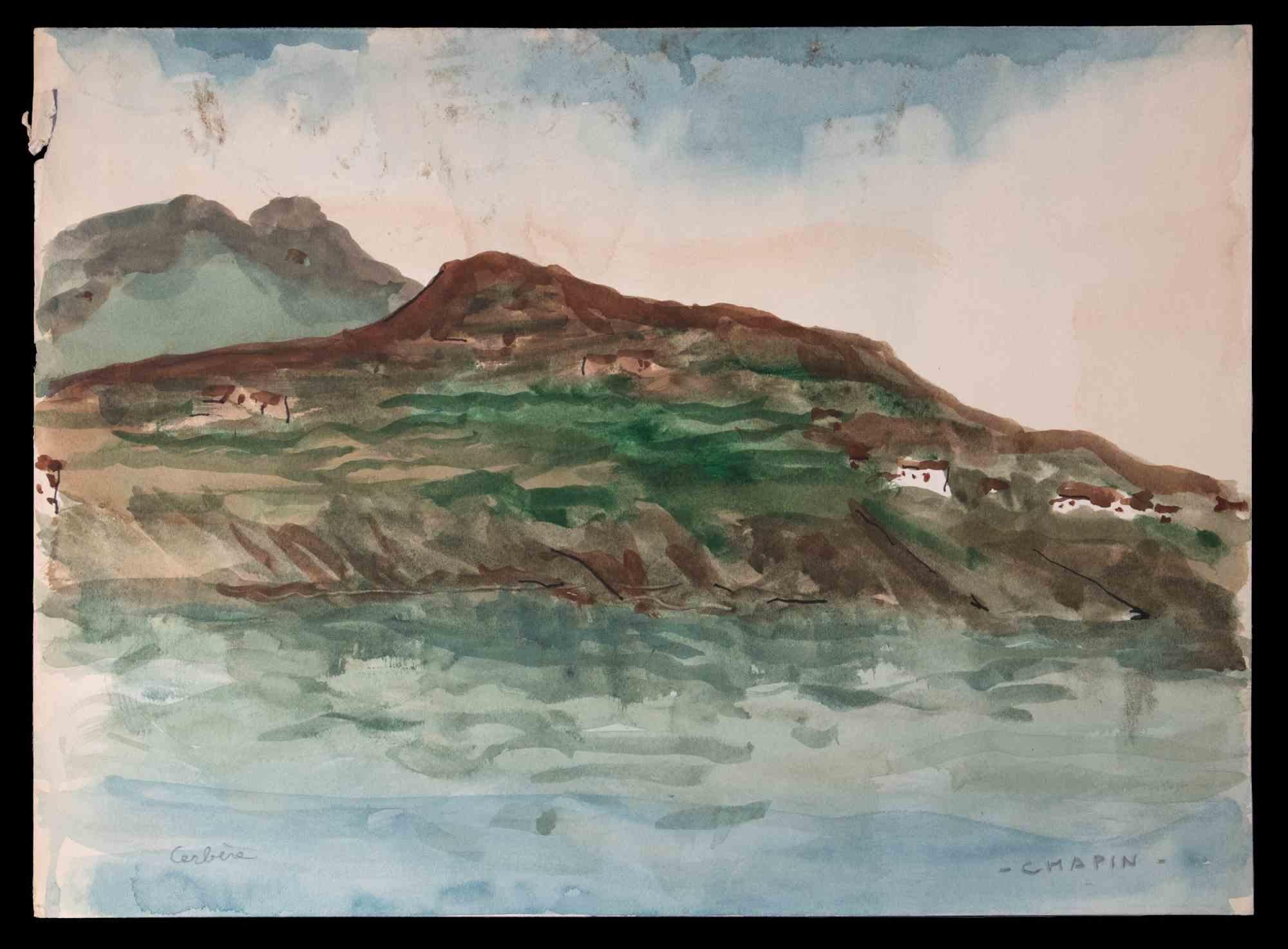 Cerbère - Ink and Watercolor by Jean Chapin- Mid 20th Century