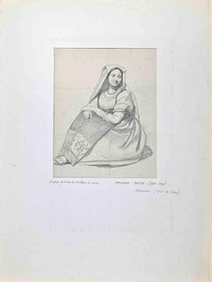 Woman - Original Pencil Drawing by Raymond Balze - Mid 19th century