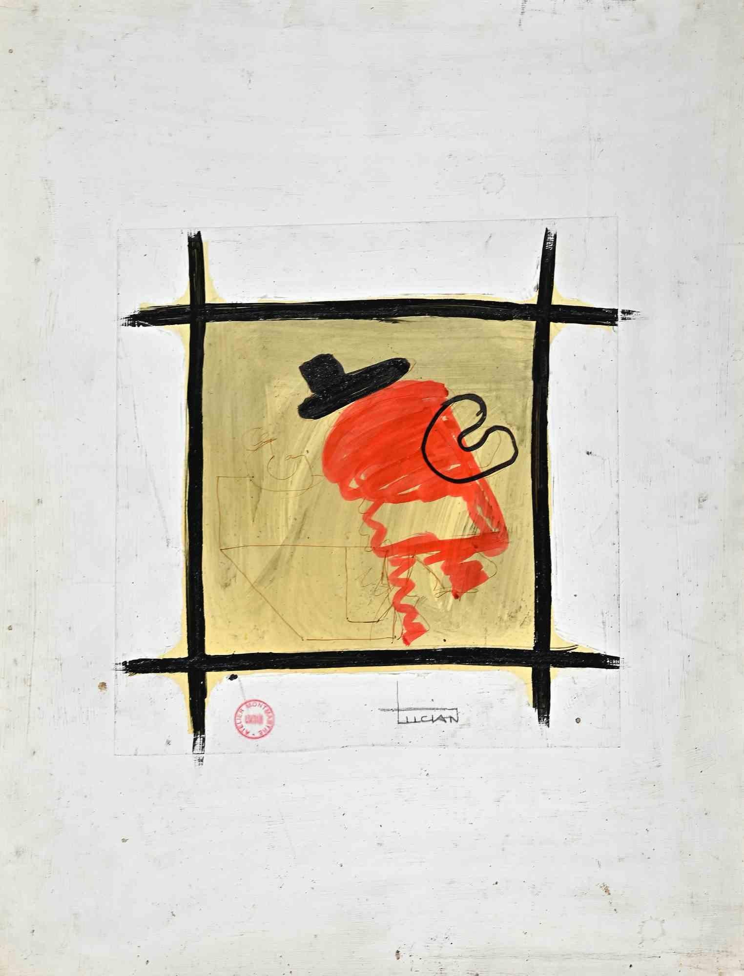 Abstrakte Komposition – Gemälde von Lucian – 20. Jahrhundert
