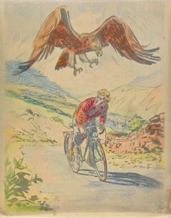 Vintage Rider -  Drawing by Michael Loys - 20th century