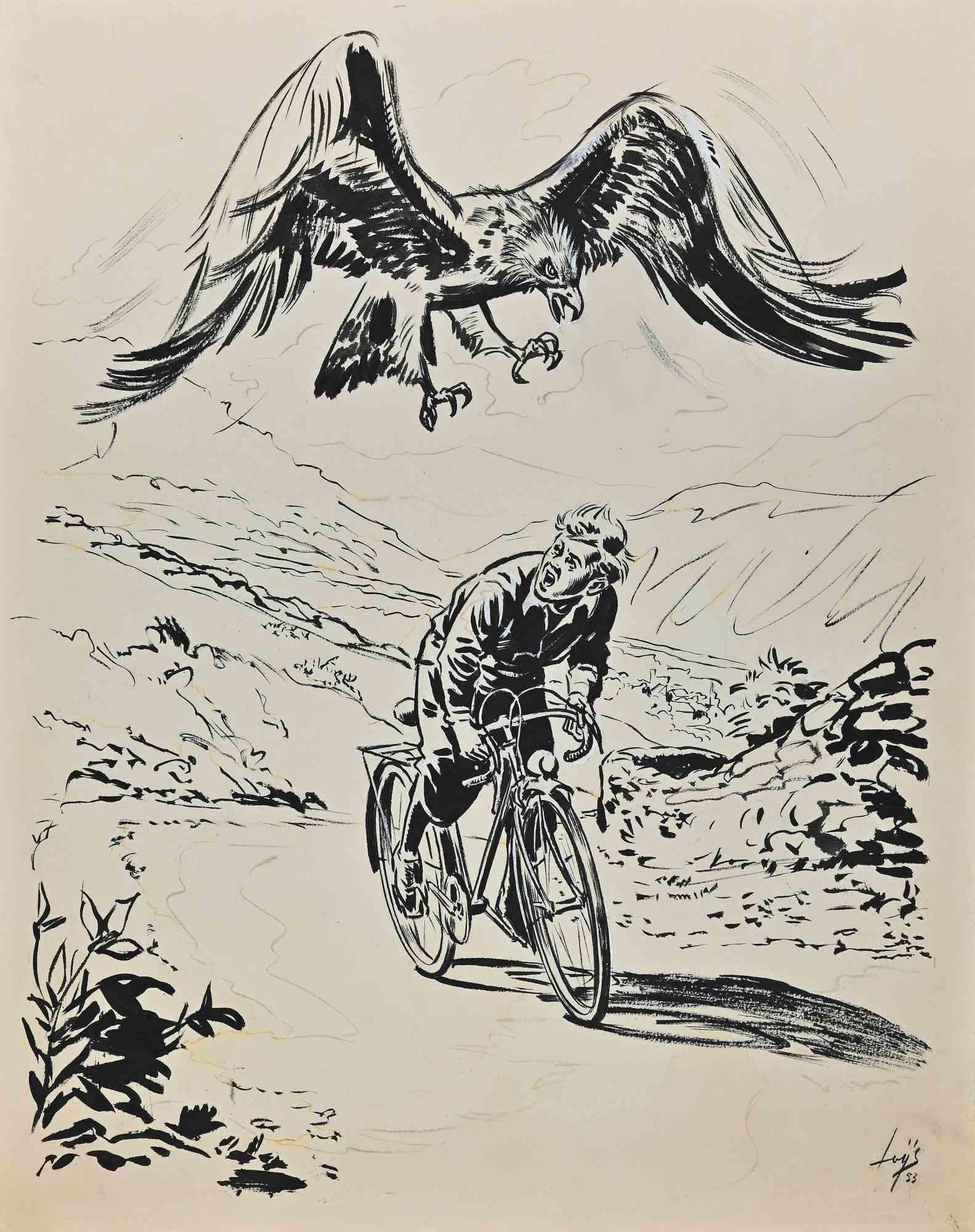 Rider è un disegno originale a inchiostro e acquerello realizzato da Michael Loys nel XX secolo.

Buone condizioni.

L'opera d'arte è rappresentata da colori armoniosi.