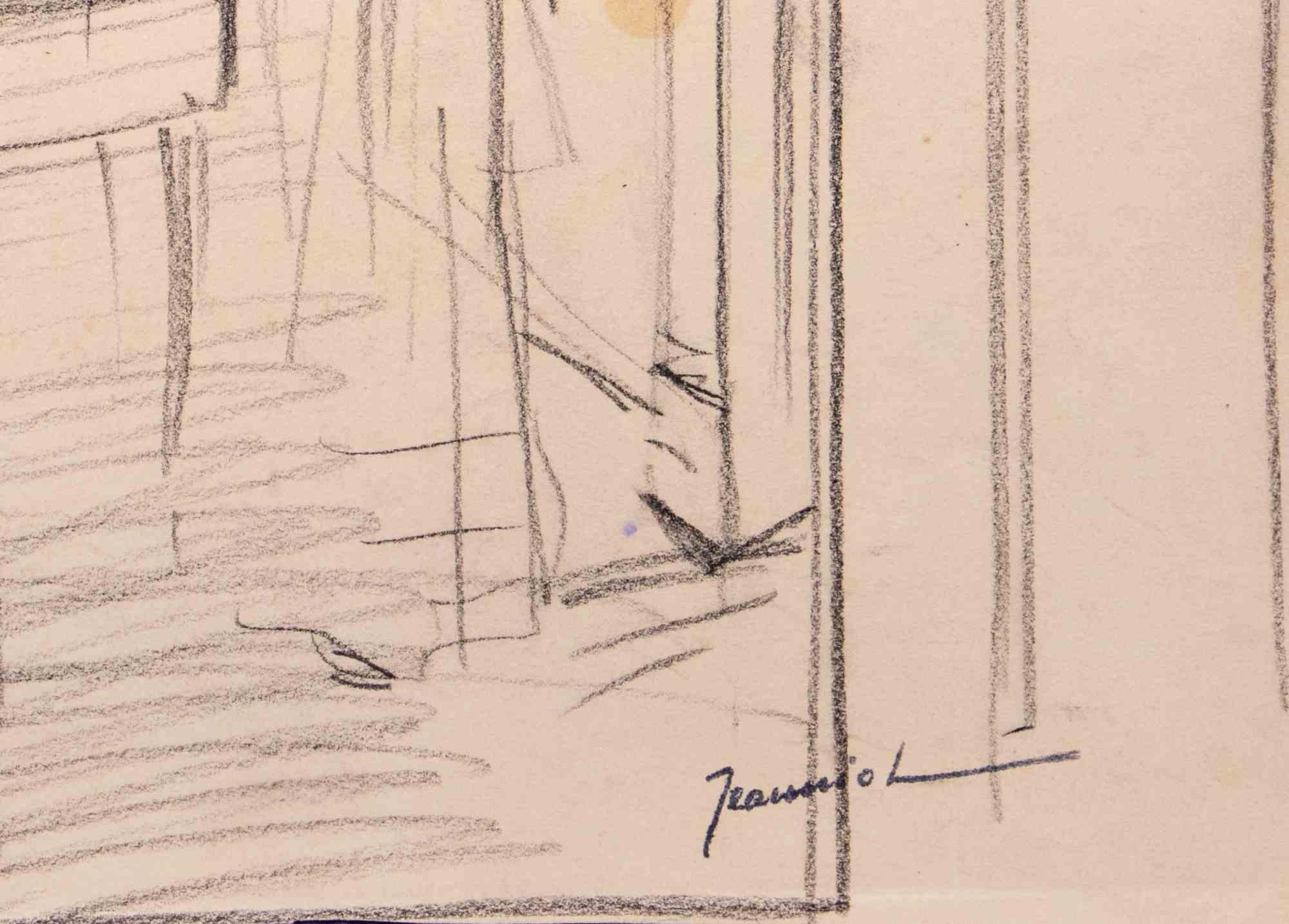 Figuras - Dibujo a lápiz de Pierre Georges Jeanniot - Principios del siglo XX en venta 1