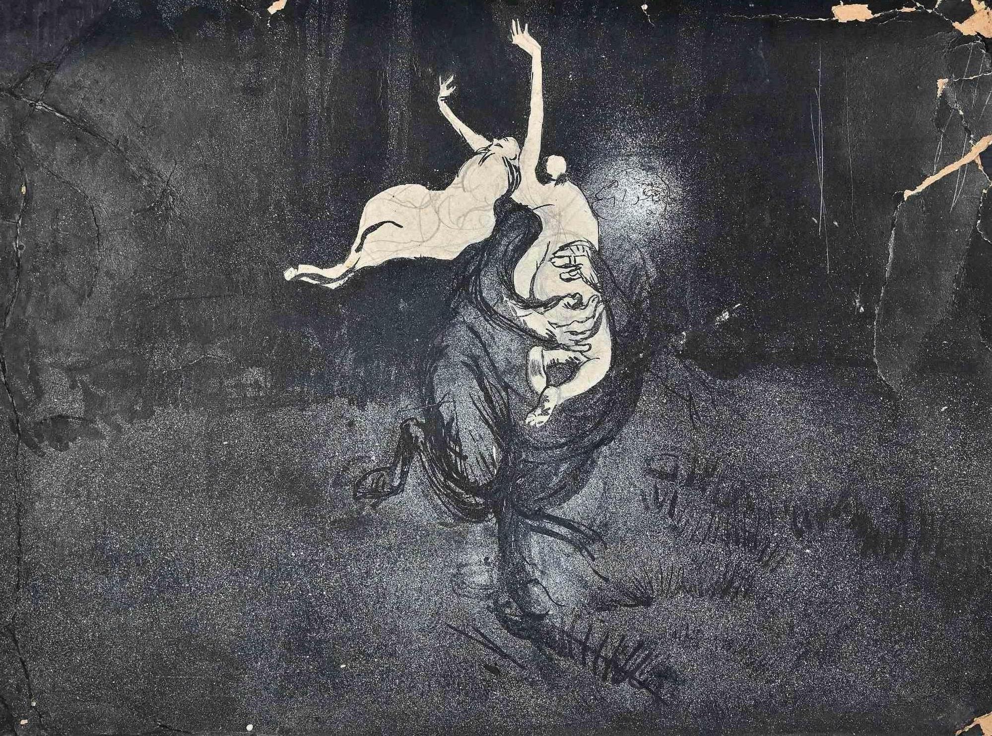 The Fall - Drawing by Gabriele Galantara - Early 20th Century