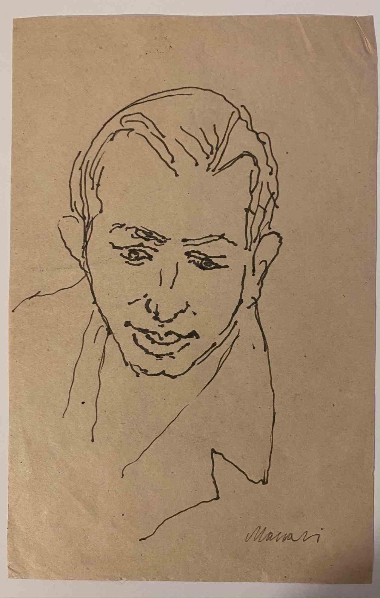 Portrait - Drawing by Mino Maccari - Mid-20th Century