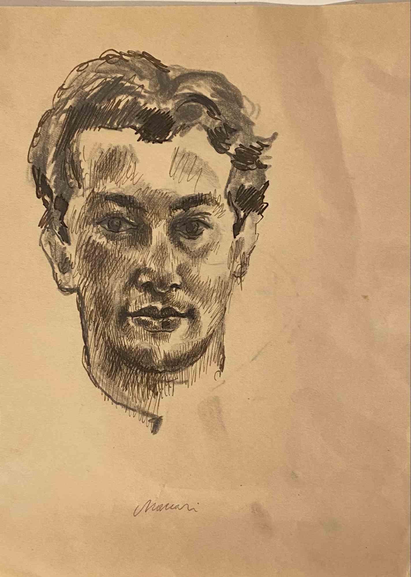 Portrait - Drawing by Mino Maccari - Mid-20th Century