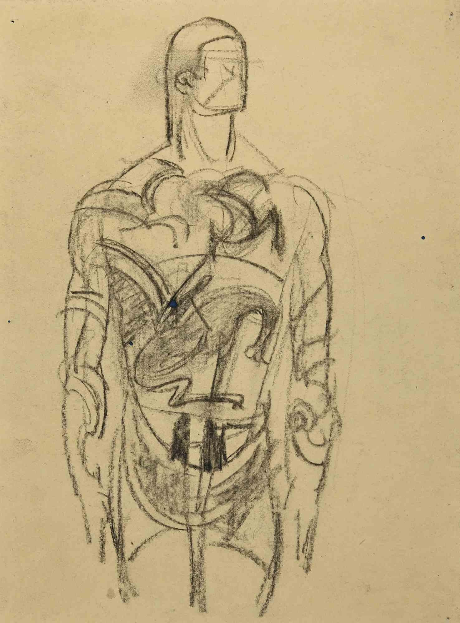 Louis Durand Figurative Art - Man Machine - Drawing - Early 20th Century