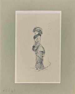 Woman - Original Drawing on Paper by H. Somm - Late 19th Century