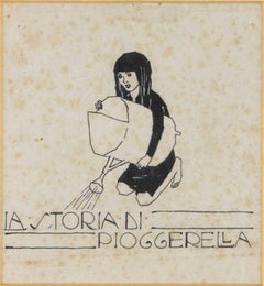 The Story of Pioggerella -  China ink Drawing by Bruno Angoletta - 1920s