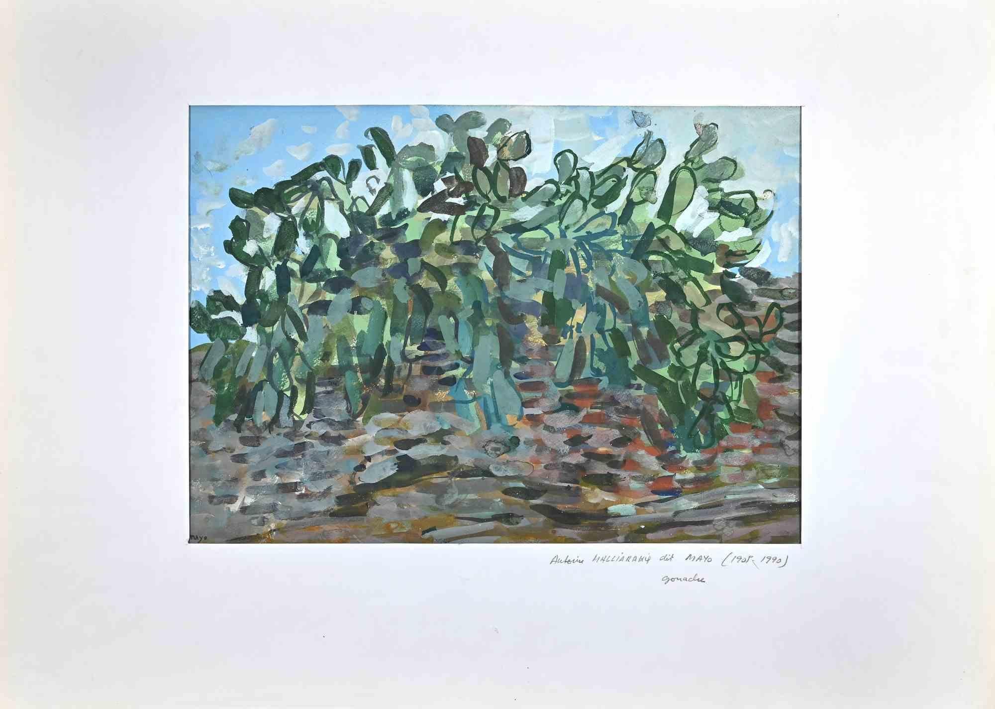 Landscape is an original drawing in Gouache, realized by the artist Antoine Mayo (1905-1990) in the 1950s.

Hand-Signed.

In good condition.

Antoine Mayo  (Port Said, Egypt 1905 - Seine Port1990). Greek painter naturalized French citizen, active