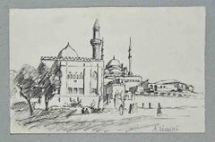 Arabic Landscape - Original Drawing by Auguste Leiveille - 1940s