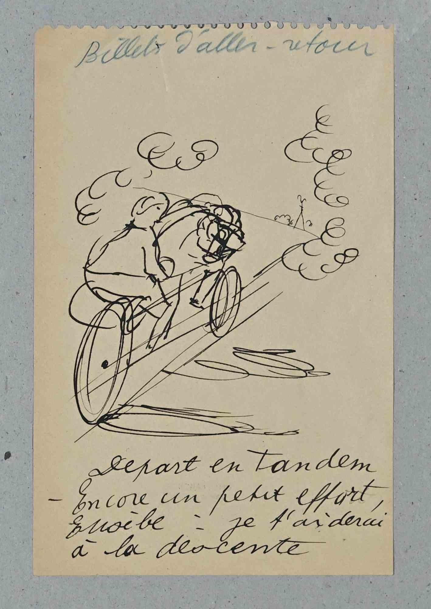 The Rider is an Original China ink drawing on paper realized by Charkes Laborde in 1935.

Stamped on the rear.

The artwork is in good condition on creamy-colored paper, including a white cardboard Passepartout.