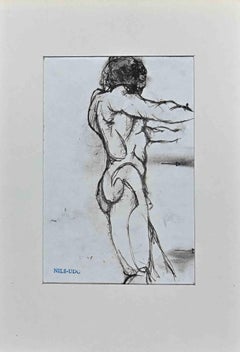 Vintage The Nude -  Drawing by Nils Udo  - Late 20th Century