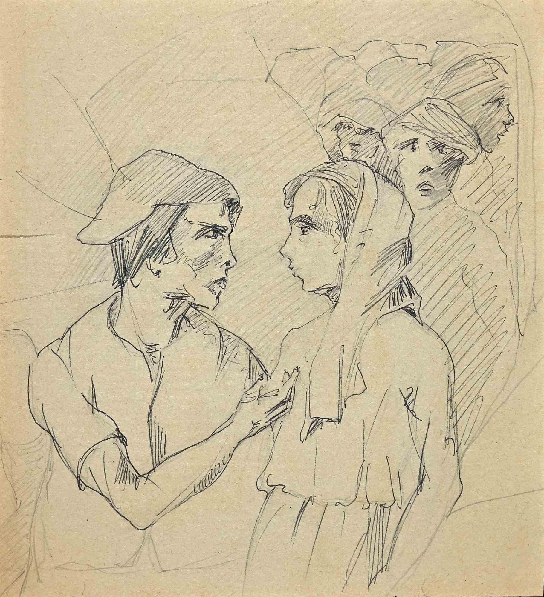 Augusto Monari Figurative Art - Stage Actors -  Drawing - Early 20th Century