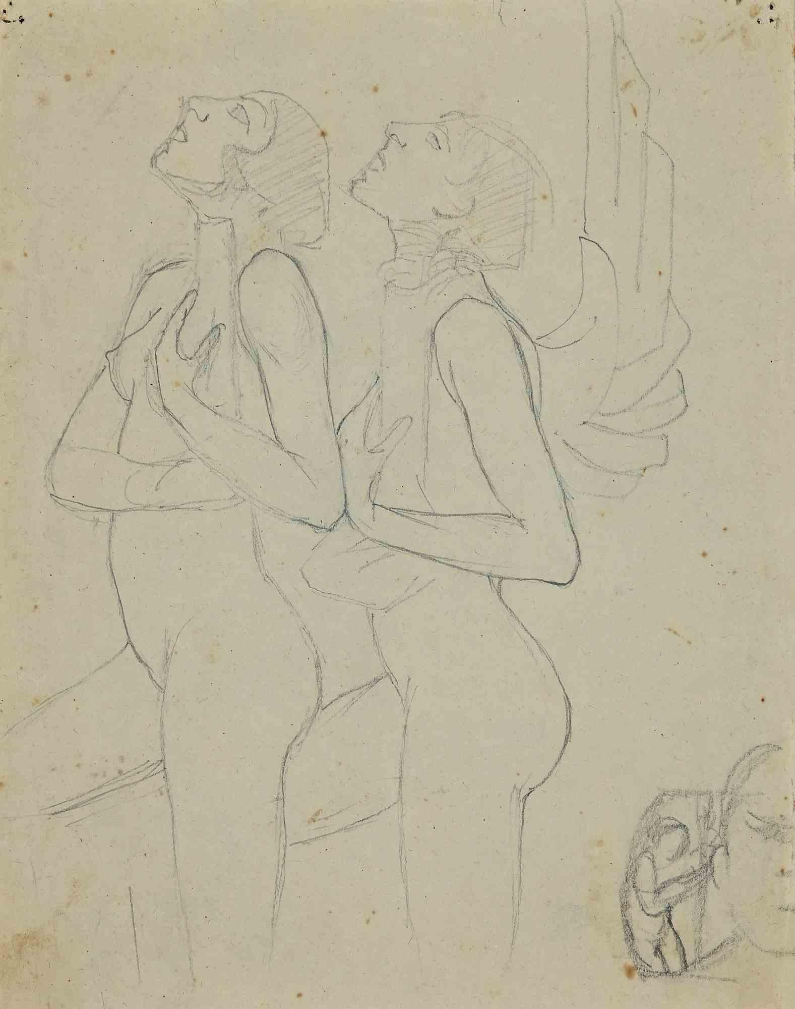 Augusto Monari Figurative Art - Nudes -  Drawing - Early 20th Century