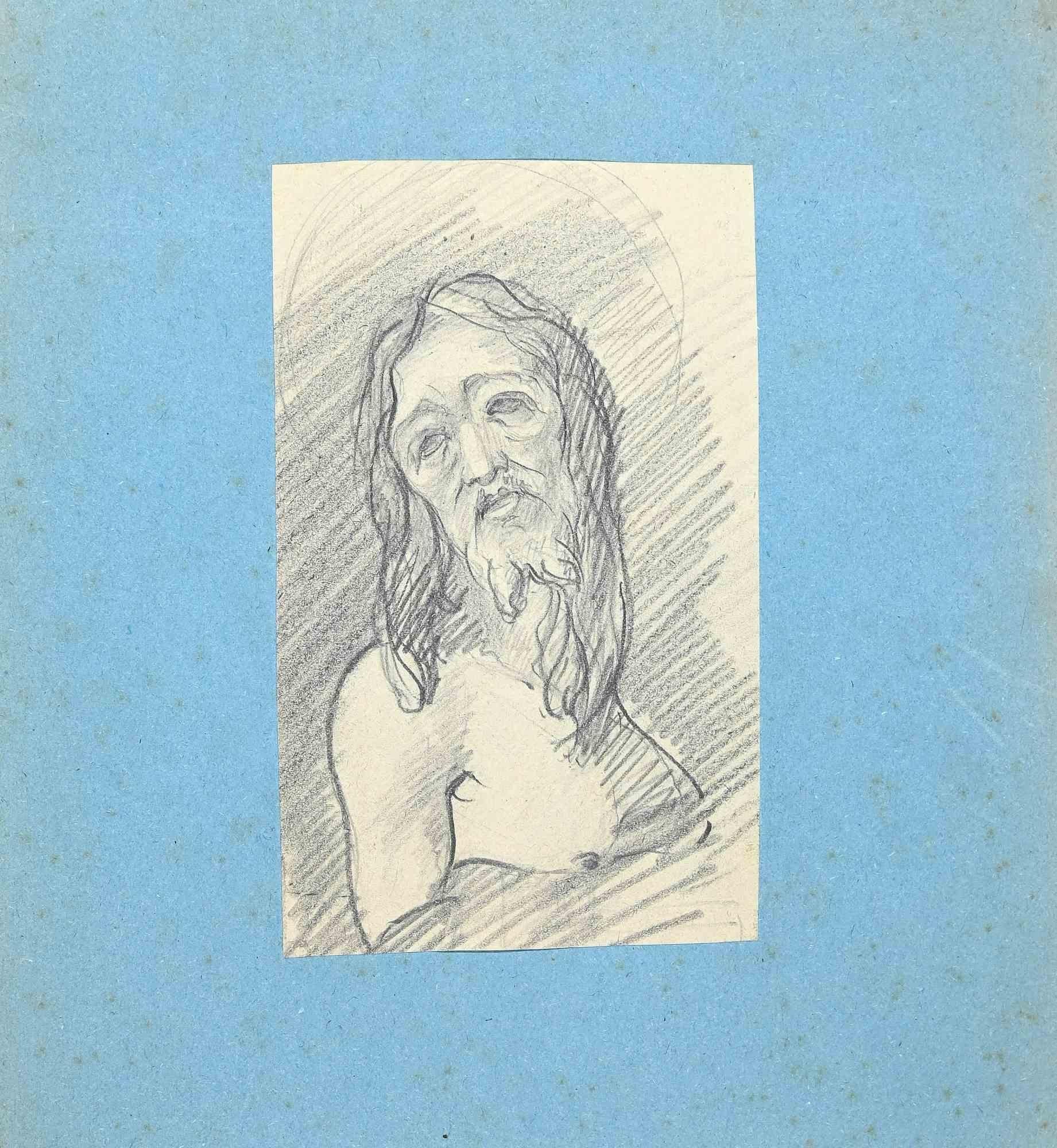 Augusto Monari Figurative Art - Portrait of Christ -  Drawing - Early 20th Century