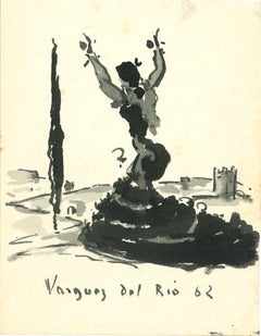 Gypsy Dance - Original Drawing by Salvador Vasquez del Rio - 1962