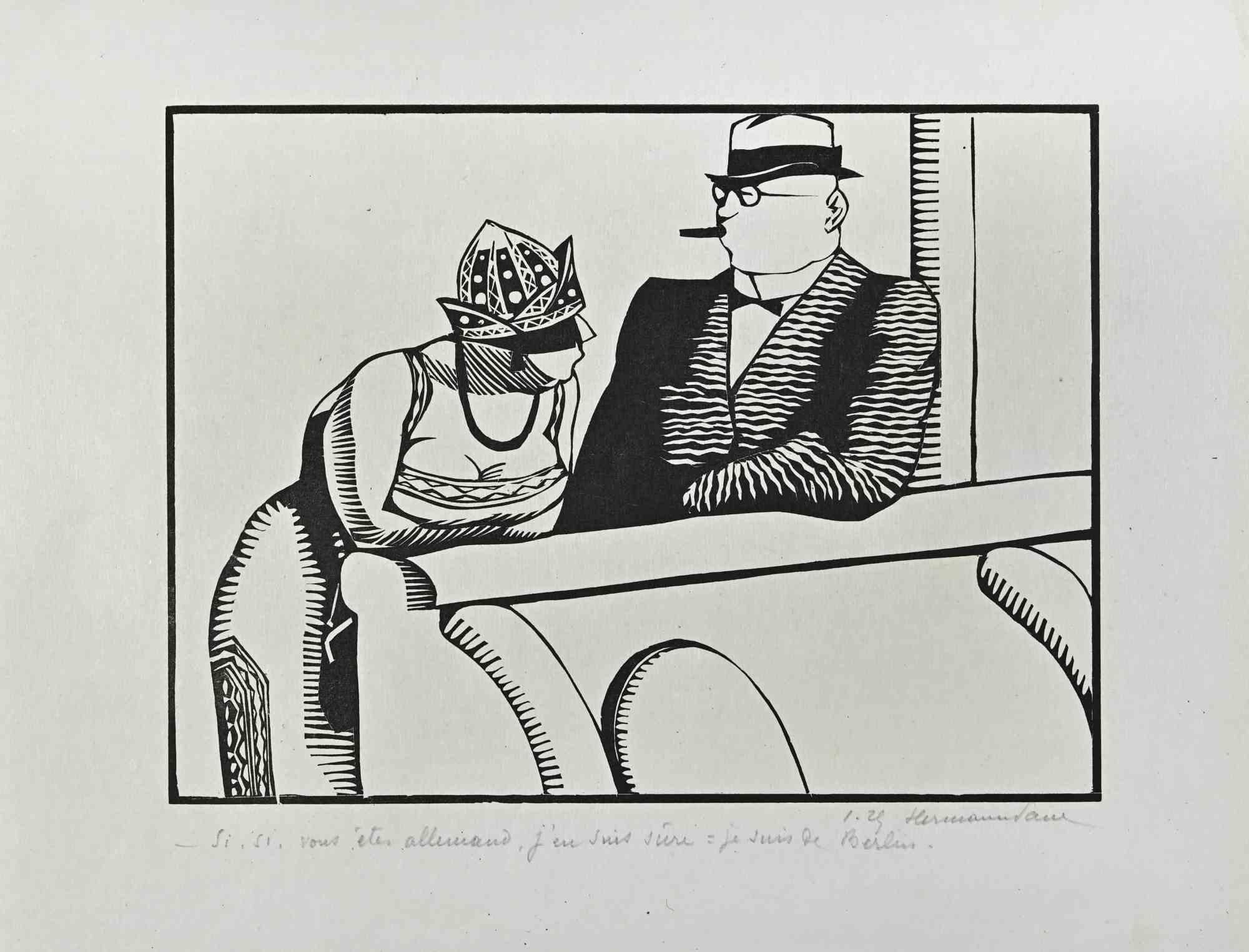 The Conversation – Zeichnung von Hermann Paul – Anfang des 20. Jahrhunderts