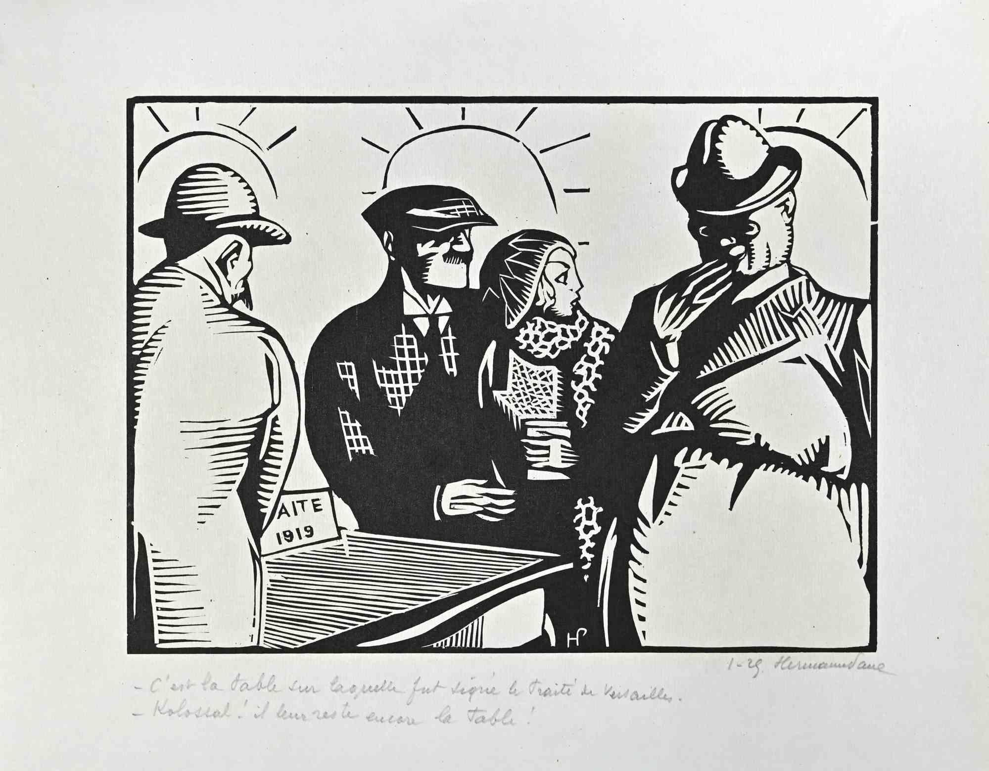 Figuren – Zeichnung von Hermann Paul – frühes 20. Jahrhundert