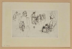 Figuras - Dibujo sobre papel de H. Somm - Finales del siglo XIX