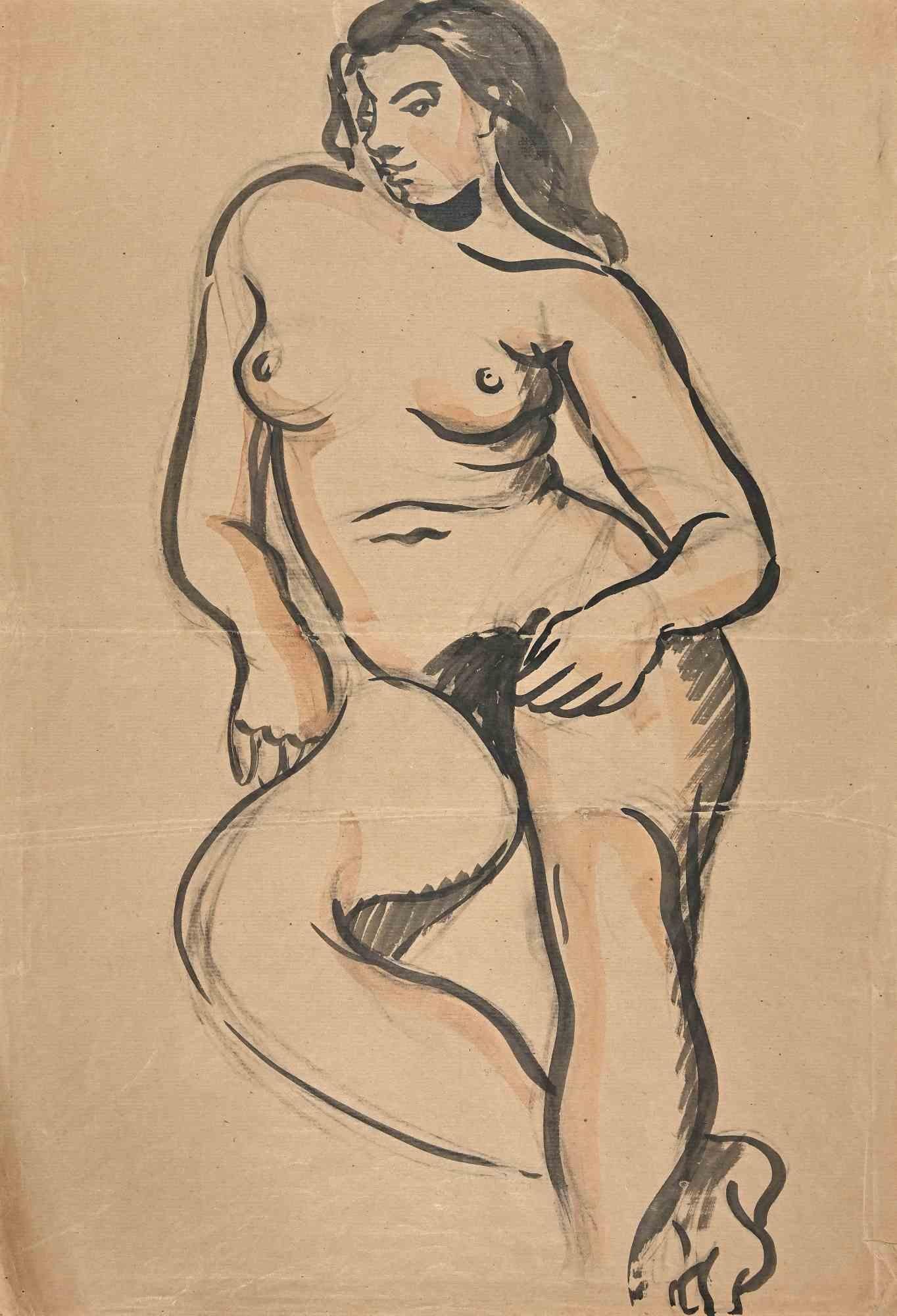 Nude is an original drawing in watercolor, realized in the Mid-20th Century by  Jean Delpech   (1916-1988). 

Good conditions except for consumed margins and some foxings.


Jean-Raymond Delpech (1988-1916) is a French painter, engraver and