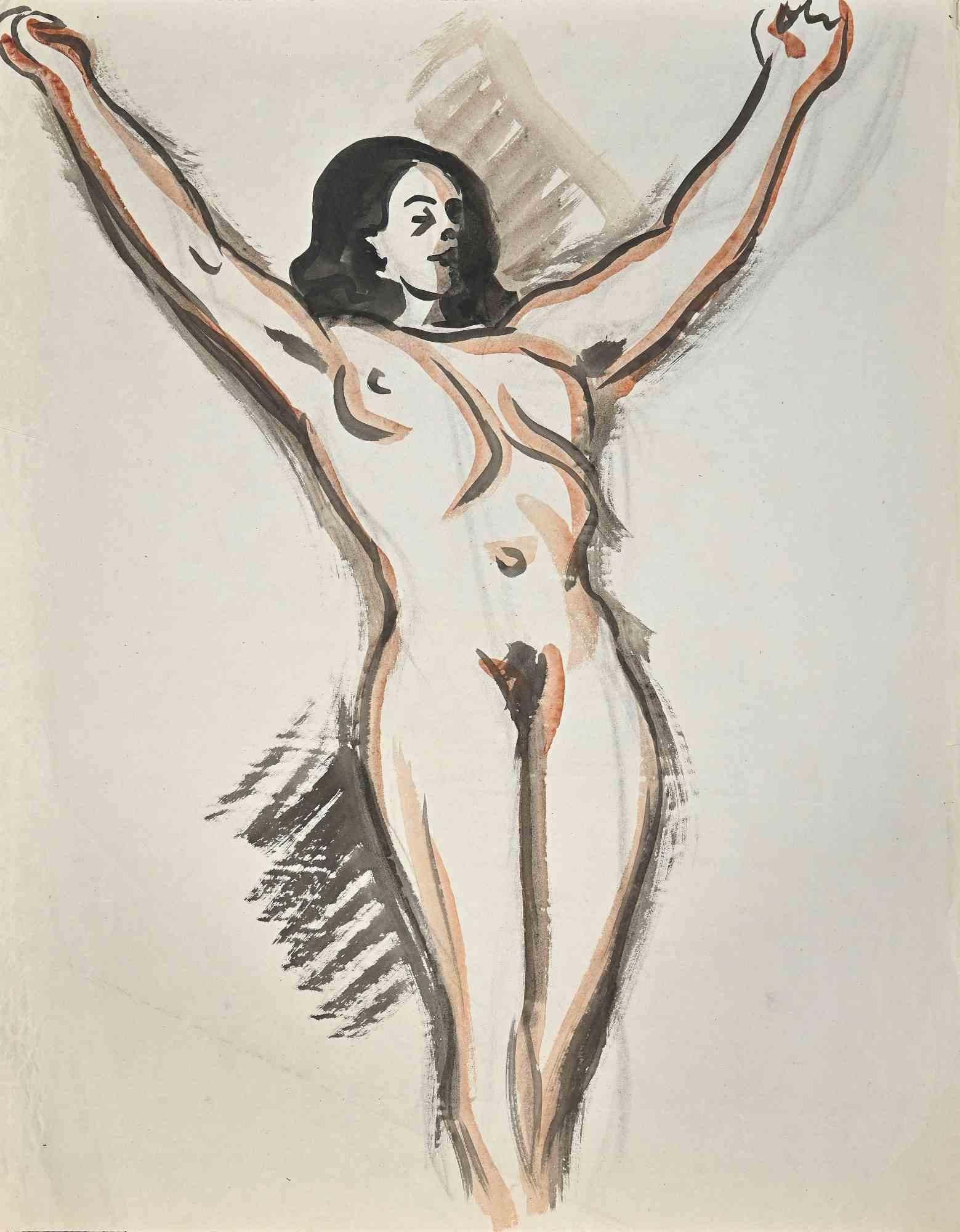 Nude - Original Watercolour by Jean Delpech - Mid 20th century