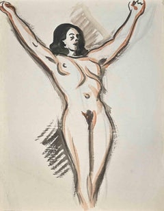 Nude - Original Watercolour by Jean Delpech - Mid 20th century