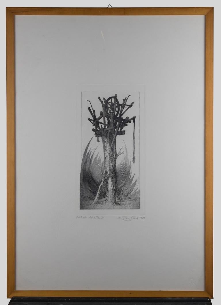 Albero is an original Contemporary artwork realized in 1973   by the italian Contemporary artist  Leo Guida  (1992 - 2017).

Original print. Aquatint and etching.

Hand-signed , dated in pencil on the lower margin in pencil: dal torchio dell'autore.