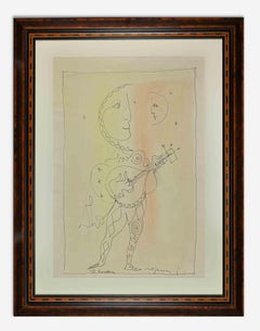 Vintage Troubadour  - Drawing by Franco Rognoni - 1970s