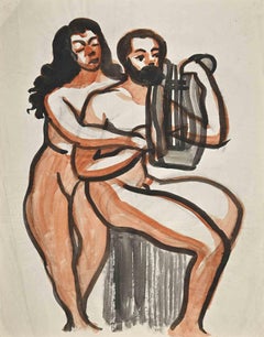 Nudo - Acquerello di Jean Delpech - Metà del XX secolo