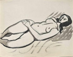 Nackt -  Aquarell von Jean Delpech – Mitte des 20. Jahrhunderts