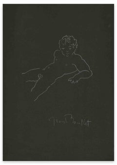 A Small Cherub - Pencil Drawing by Jean Boullet - Mid-20th century