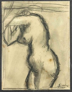 Vintage Nude - Drawing by Mario Sironi - 1940s