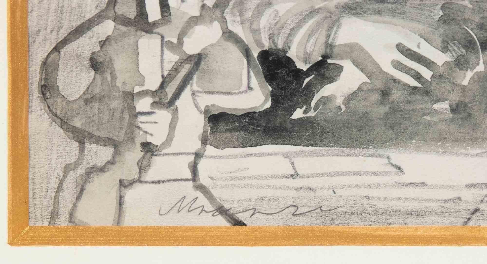 Monna Lisa is an original modern artwork realized by Mino Maccari in the mid-20th Century.

Watercolor drawing.

Hand signed on the lower margin.

Includes frame: 49 x 3 x 43