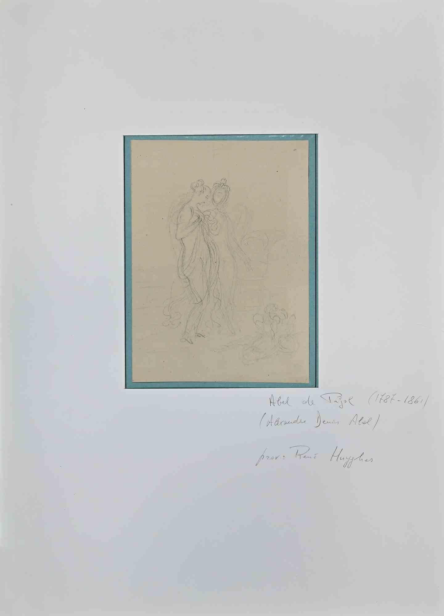 Figuras femeninas - Dibujo de Abel de Pujol - Principios del siglo XIX